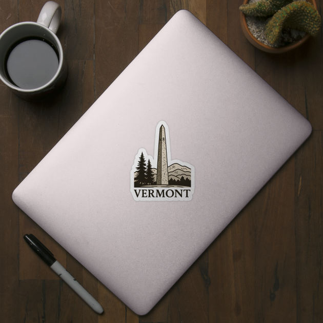 Bennington Monument Vermont Landmark Design with Rustic Mountains and Pines by WarFX Designs